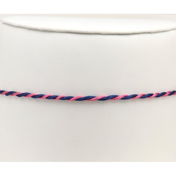 Pink Blue Thread Necklace Choker Adjustable Length Twisted Design Chokers (#90) - Picture 6 of 11